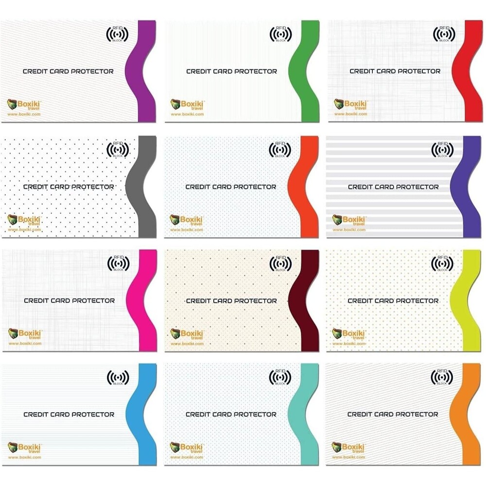 Lot of 4,  Boxiki Travel Set of 12 RFID Blocking Sleeves each per pack NEW